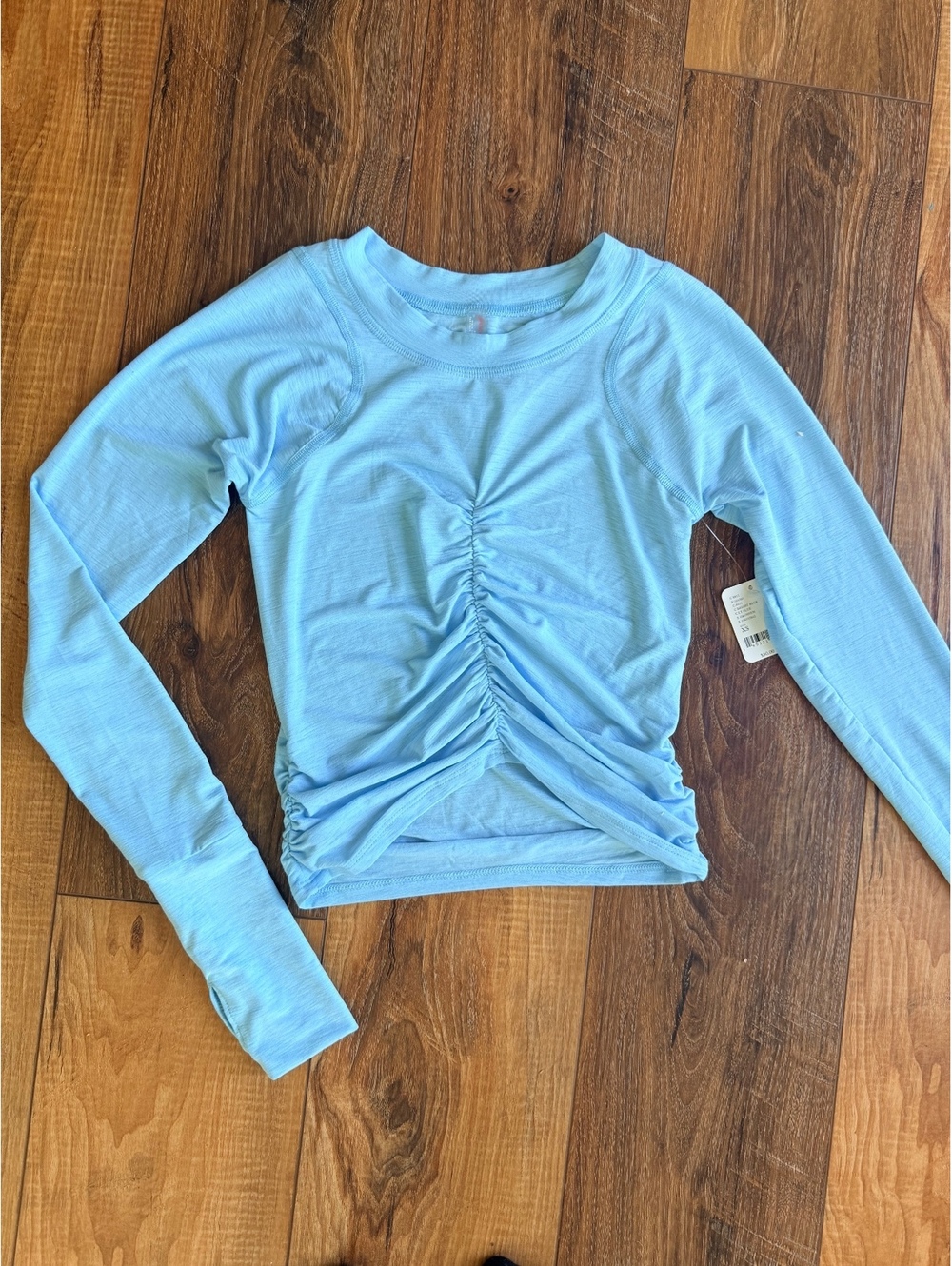 Free People Movement Women’s XS Bright Blue Ruched Long Sleeve Top NWT